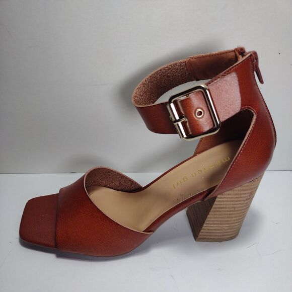 Madden Girl Women's sz 8.5M Reveal ZipComfort Dress Heels Rust Brown 99f - Picture 1 of 9